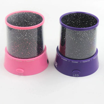 Round pink and purple starry sky LED night light with battery operation