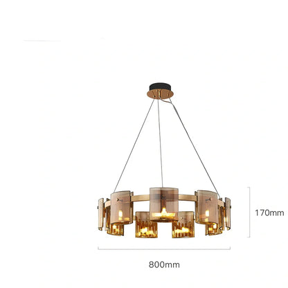 Glass fish-shaped LED chandelier with adjustable height mechanism and multiple light sources