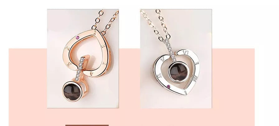 Subloom Heart 100 I Love You silver necklace with heart-shaped pendant
