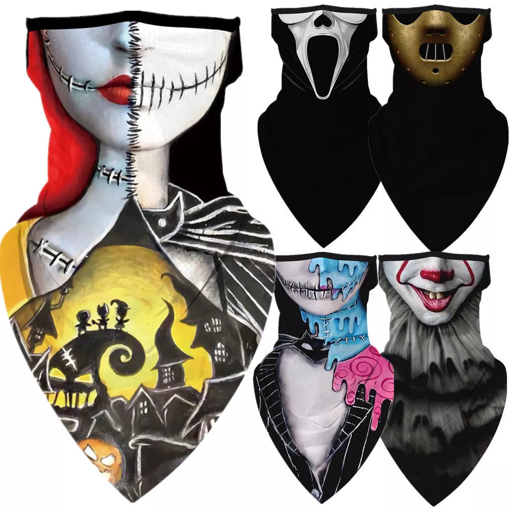 Printed Dustproof Bib Triangle Scarf in various designs for outdoor protection