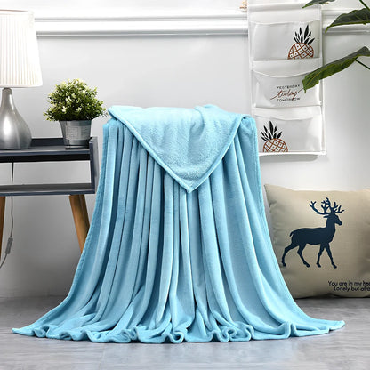 Coral fleece flannel blanket in beige showing textured surface and consistent edges