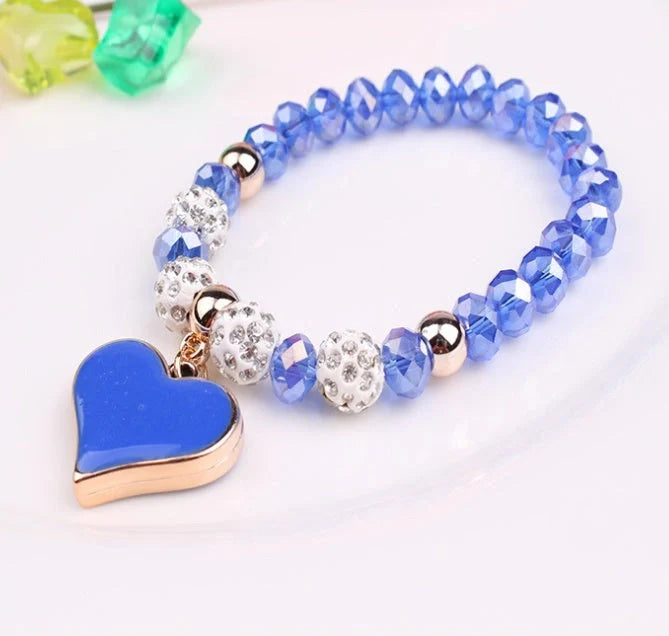Stylish Elastic Crystal Heart Bracelet with adjustable elastic band and sparkling crystals