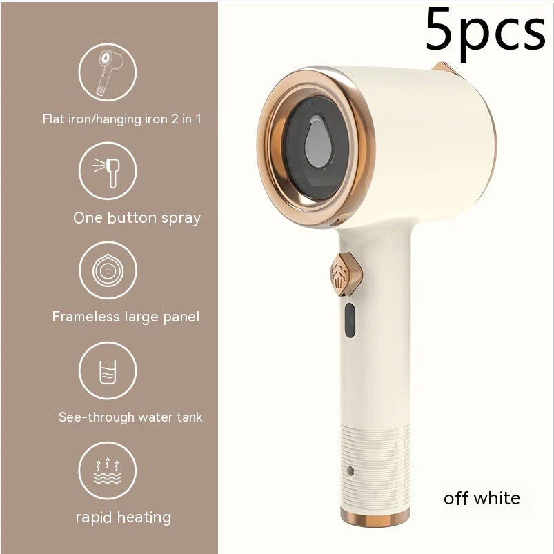 Compact handheld garment steamer with titanium-coated soleplate for quick, wrinkle-free clothing care