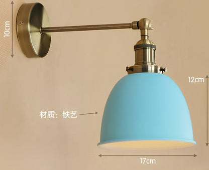 Bedroom light with adjustable iron shade in multiple colour options