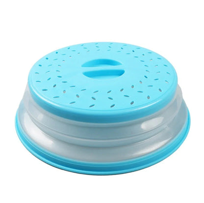 Foldable plastic microwave cover in various colors for splatter protection