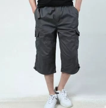 Men's Summer Leisure Cropped Cotton Pants in various colors and sizes