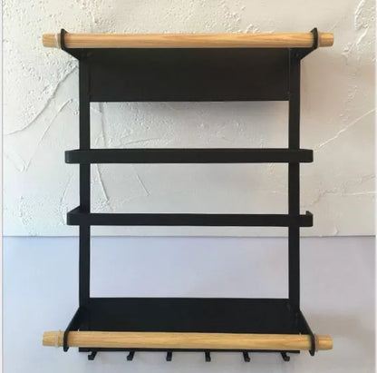 Magnetic refrigerator side shelf for kitchen storage, black and white