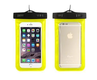 AQUA-ONE waterproof phone pouch showing PVC construction and touchscreen access with 30M waterproof rating