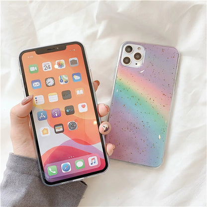 Rainbow gradient phone case with Japanese Korean stripes on TPU shell for iPhone models