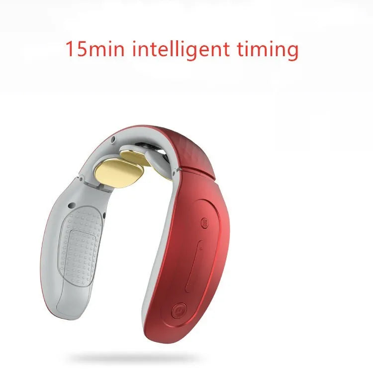 Compact intelligent cervical massager in red or white with 3 massage contact points.