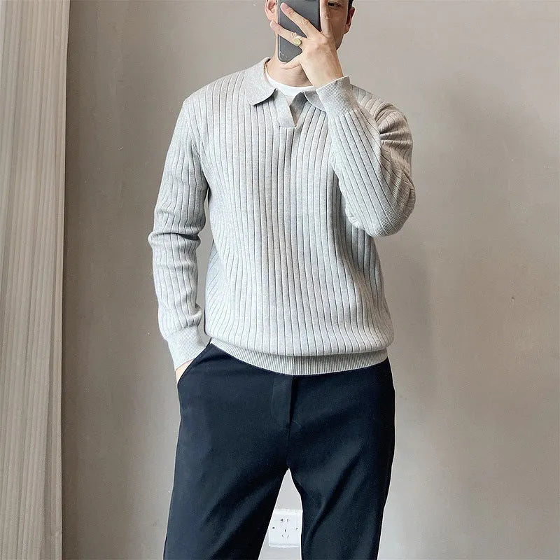 Loose elastic knitted sweater for men in modal and rabbit fur blend, available in black, white, light grey, Army Green, and coffee colours, sizes M to 3XL