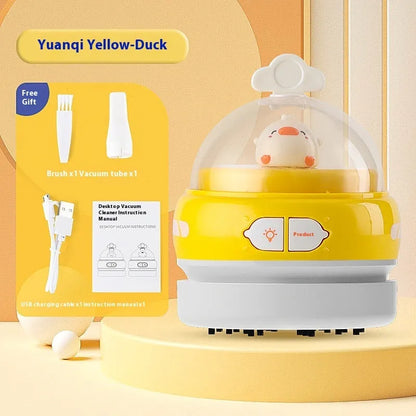USB-powered handheld desktop vacuum cleaner in blue colour cleaning computer keyboard
