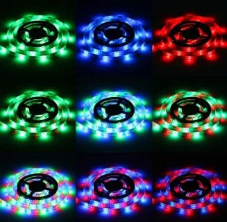 5m waterproof LED strip light with 60 LEDs per metre, white PCB 8mm wide, in white, warm white, or RGB.