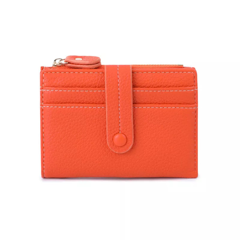 PU leather women's short wallet with coin purse in multiple colors