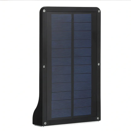 Black and white solar garden light with 36 LEDs, mounting rod option, automatic dusk operation