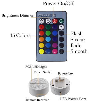 3D bear-shaped LED night light with colourful illumination for corridors and bedrooms