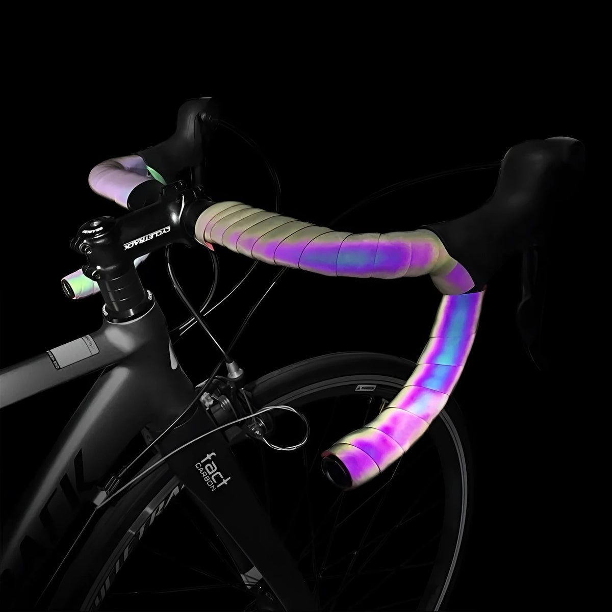 Reflective handlebar tape roll 2150mm x 30mm x 2.8mm in PU EVA MicroTex with rainbow reflective finish
