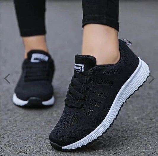 Women's mesh sports sneakers with low wedge heel in multiple colors