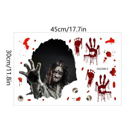 Set of two 30x45cm PVC Halloween female ghost wall stickers in pale sorrowful design for bathroom application