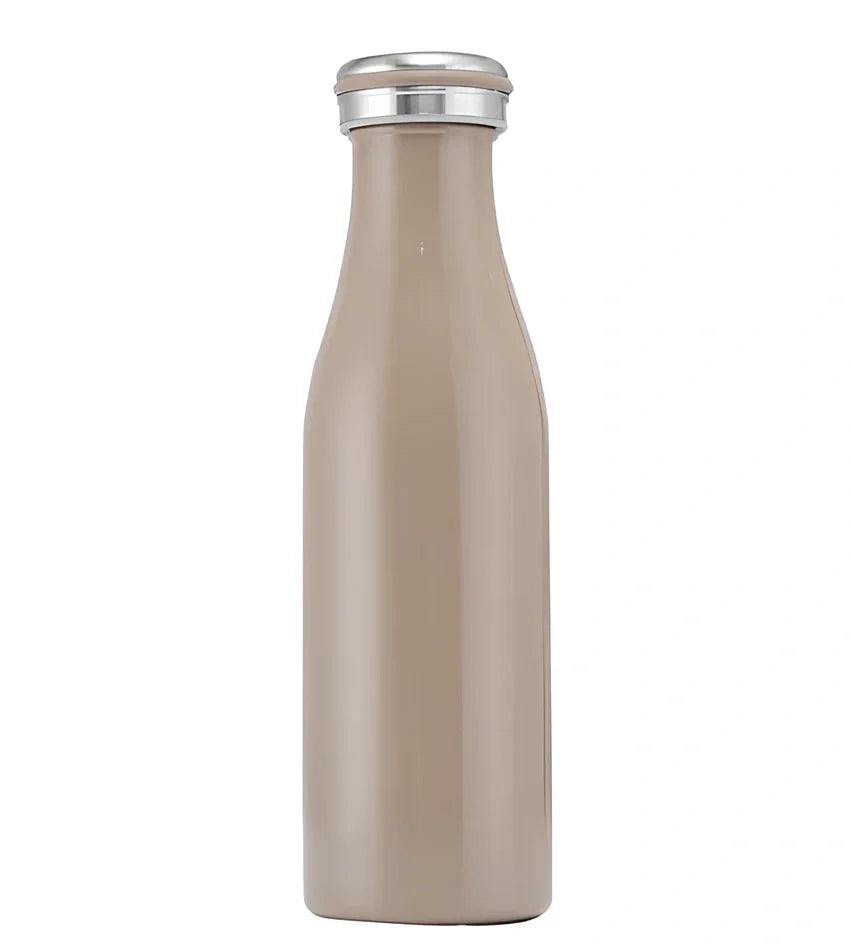 Milk vacuum water bottle in blue, 350ml size with 304 stainless steel insulation and silicone seal, 17cm tall