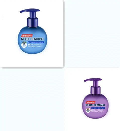 Whitening blueberry toothpaste in a variety of color and pack options, featuring baking soda and natural ingredients for a clean, fresh smile.