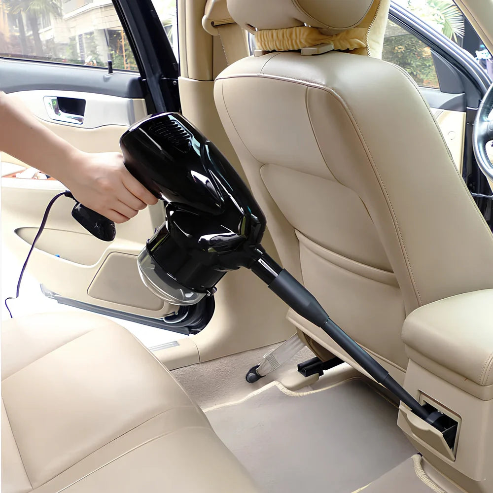 Hand-held vacuum cleaner with cigarette lighter plug for vehicle and household cleaning