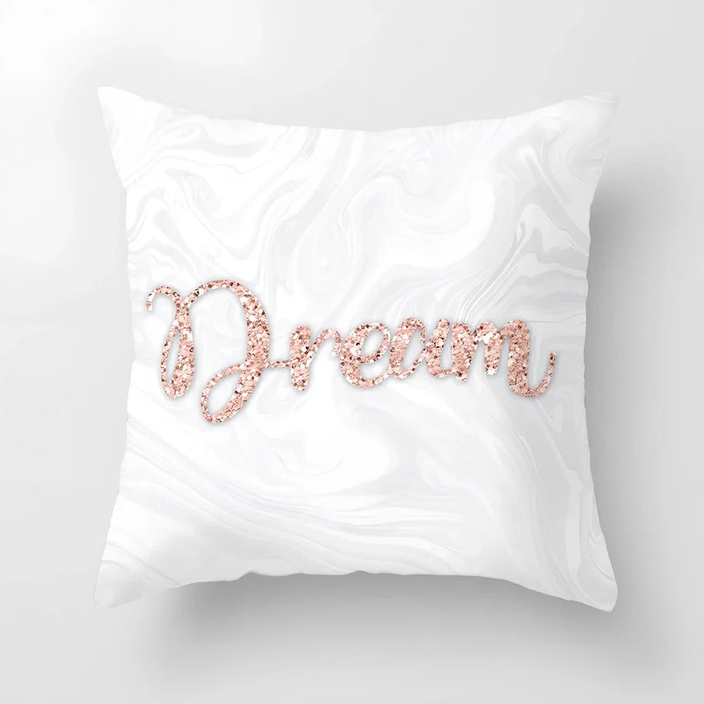45x45cm pink sofa cushion cover with peach skin fabric texture