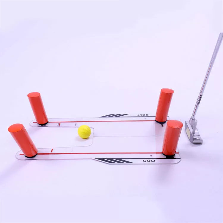 Red plastic putting practice mirror for golf training