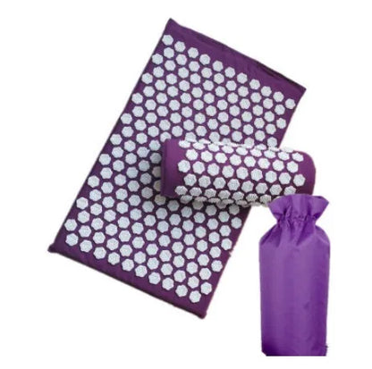 Lotus-shaped acupressure mat and pillow set in blue colour for massage therapy