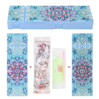 DIY diamond painting kit for creating personalised pencil case with resin sequin decoration on PU leather
