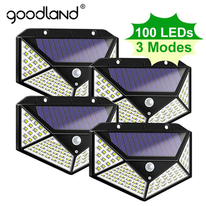 Solar sensor light in black ABS plastic with 20 LEDs and infrared motion detection, package 130x102x55mm