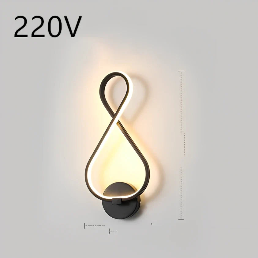 Nordic minimalist LED wall lamp in black with silicone shade, 220V for bedroom bedside use, 30000-hour lifespan