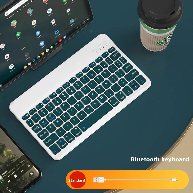 A wireless Bluetooth keyboard for tablets and PCs in a choice of colours including white, green, and pink.