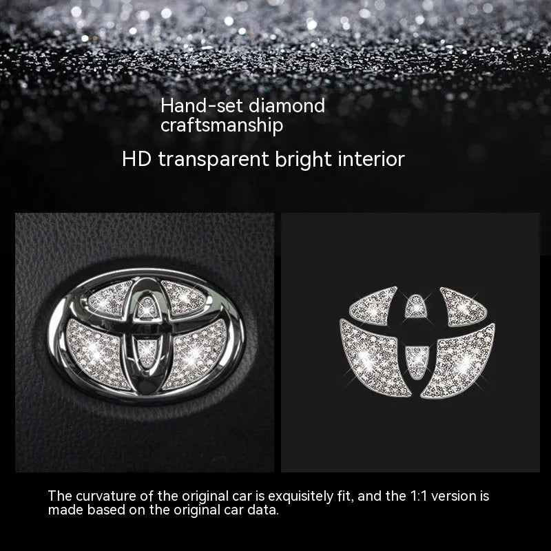 Zinc alloy diamond decorative sticker for Toyota steering wheel centre cap labelling