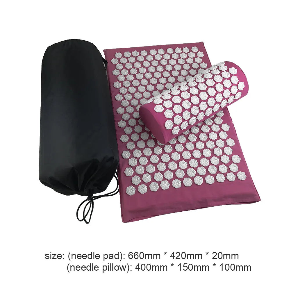 Lotus-shaped acupressure mat and pillow set in blue colour for massage therapy