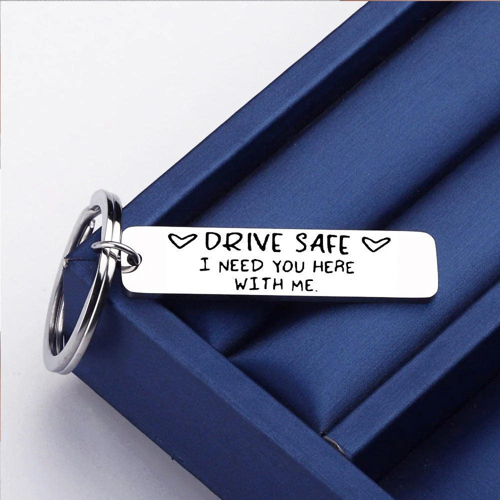 Personalized stainless steel keychain for men with a classic round design