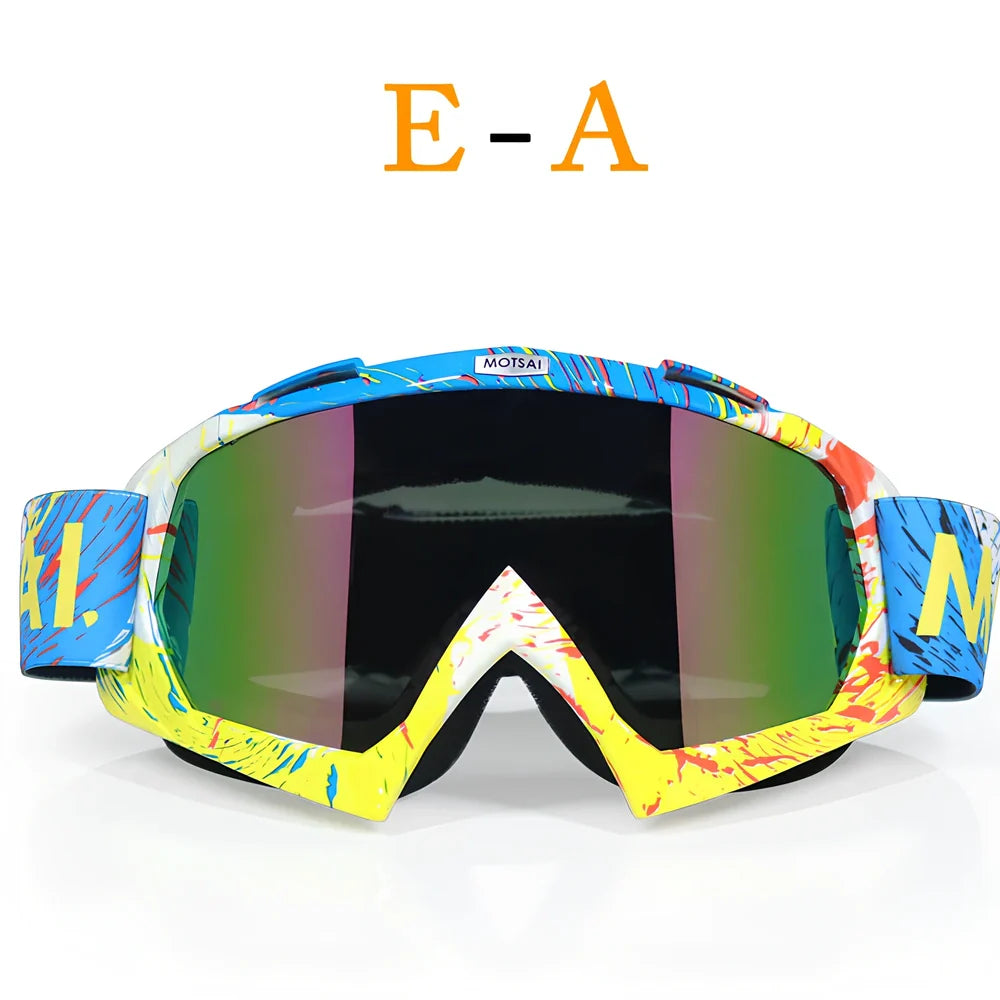 Interchangeable lens riding goggles with ABS frame and multiple colour options for off-road cycling