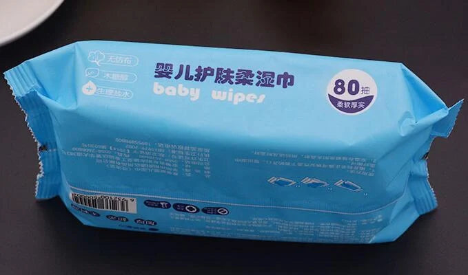 Pack of 80 thick, super soft non-irritating baby wipes, 13CM * 20CM each