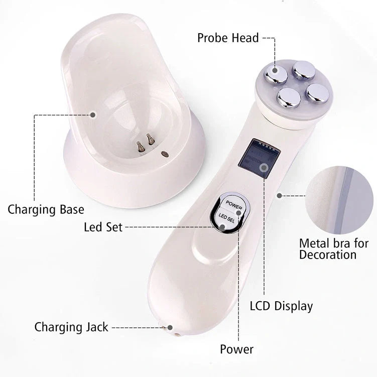 EMS radio frequency beauty instrument for skin rejuvenation, compact design with 10W power