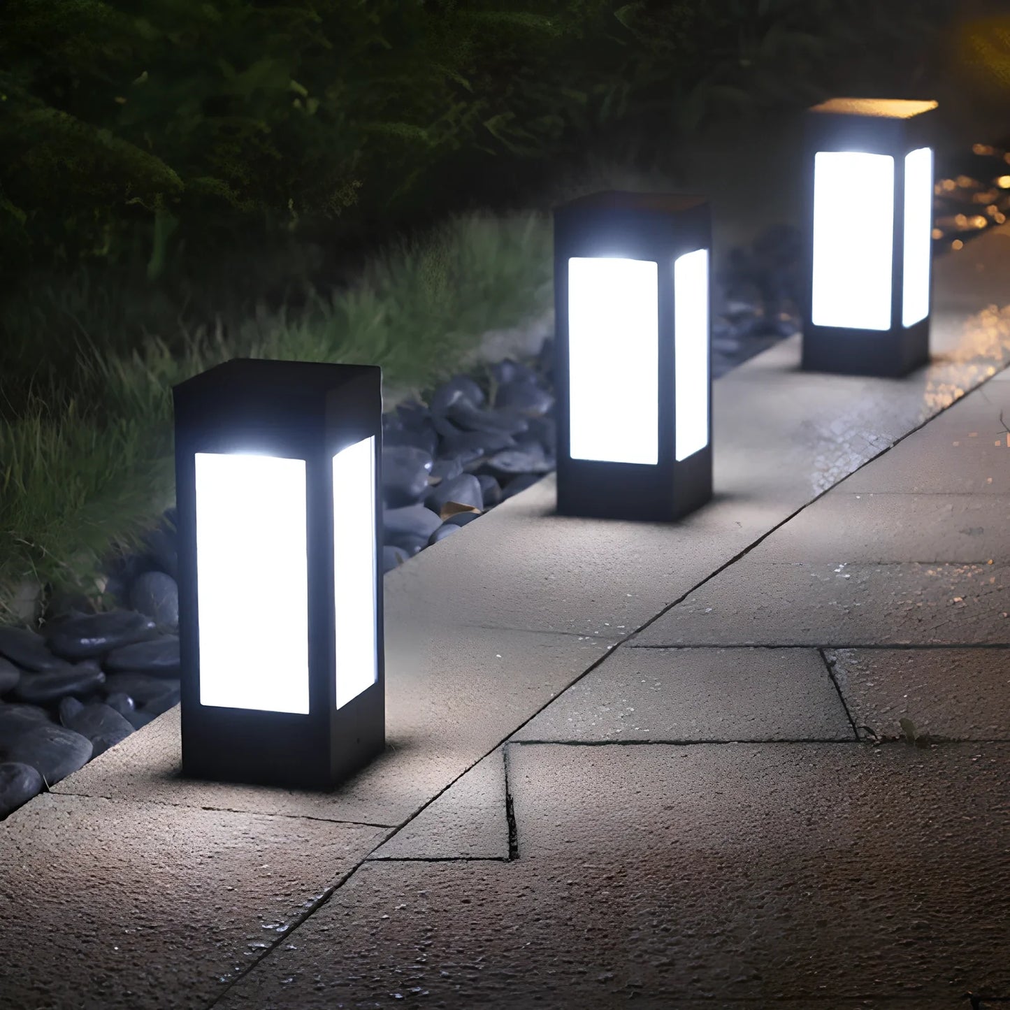 Solar-powered garden lights with waterproof LED illumination for outdoor spaces