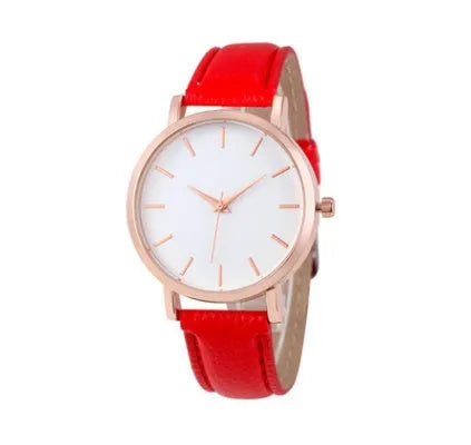 Women's square quartz watch with alloy case and PU leather strap in multiple colour options