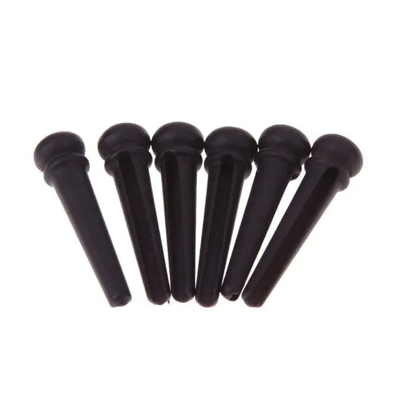 Six ebony folk guitar string nails with 5.3mm bayonet diameter for 40-42 inch acoustic instruments