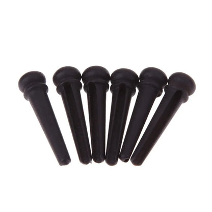 Six ebony folk guitar string nails with 5.3mm bayonet diameter for 40-42 inch acoustic instruments