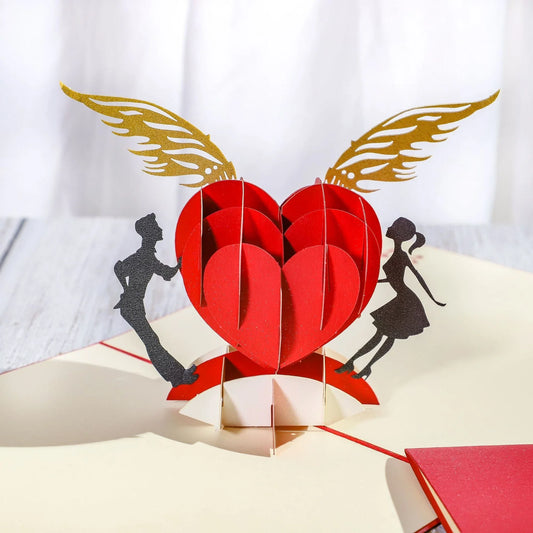 Enchanting 3D pop-up wedding invitation cards with laser-cut designs and floral motifs