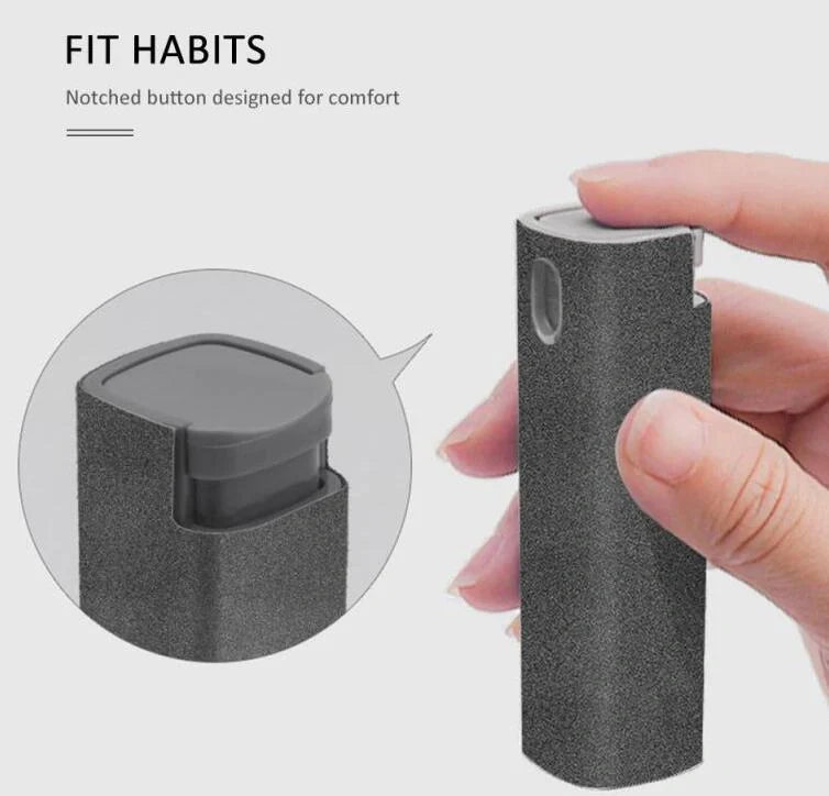 2-in-1 screen cleaner kit with microfiber cloth for dust and fingerprint removal on electronic devices