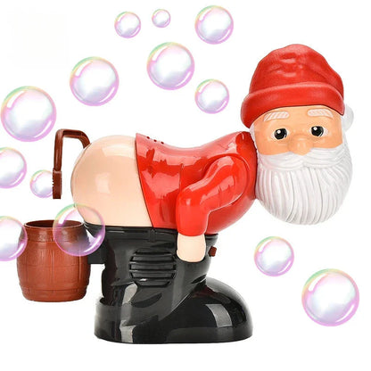 Festive Santa Claus-themed bubble machine with charming holiday music and durable ABS construction