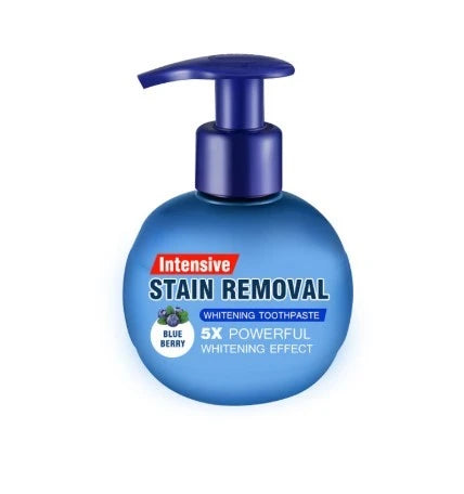 Whitening blueberry toothpaste in a variety of color and pack options, featuring baking soda and natural ingredients for a clean, fresh smile.