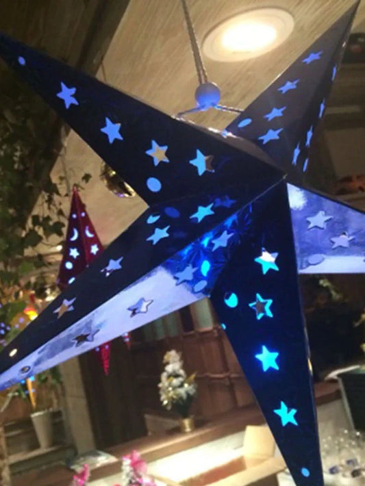 Gold 60cm laser-cut Christmas star ornament from thickened cardboard, suitable for large festive venue displays