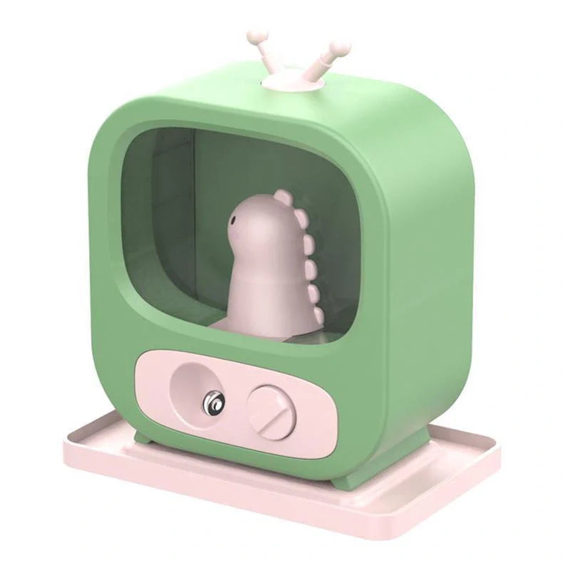 Compact USB mini air humidifier with night light in green, pink, and blue options
