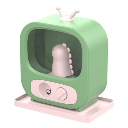 Compact USB mini air humidifier with night light in green, pink, and blue options